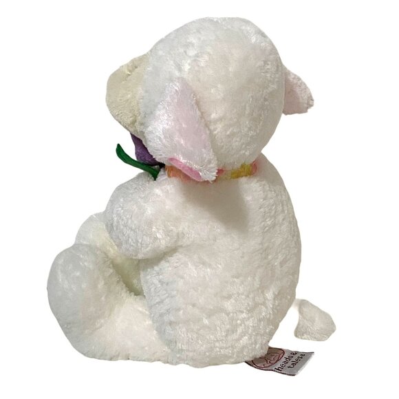 Gund Heads & Tales Plush Lamb Holding Purple Flower 12" White Easter Spring - Picture 2 of 4
